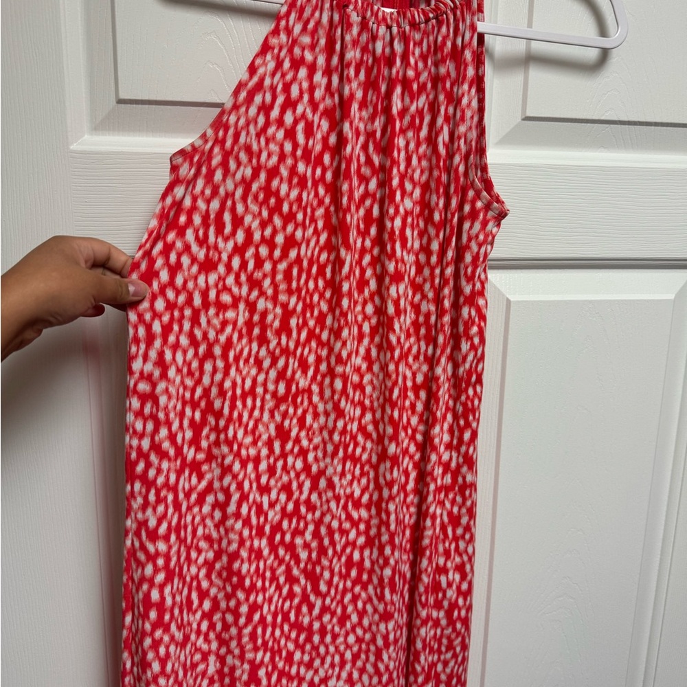 Michael Kors Red and White Top with Gold Chain Straps